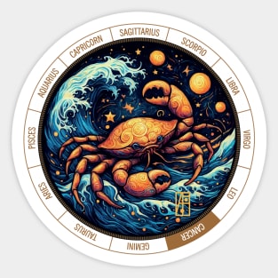 ZODIAC Cancer - Astrological CANCER - CANCER - ZODIAC sign - Van Gogh style - 13 Sticker